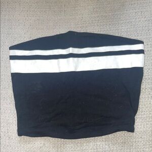 Black and White Crop Top with Bold Stripe Design